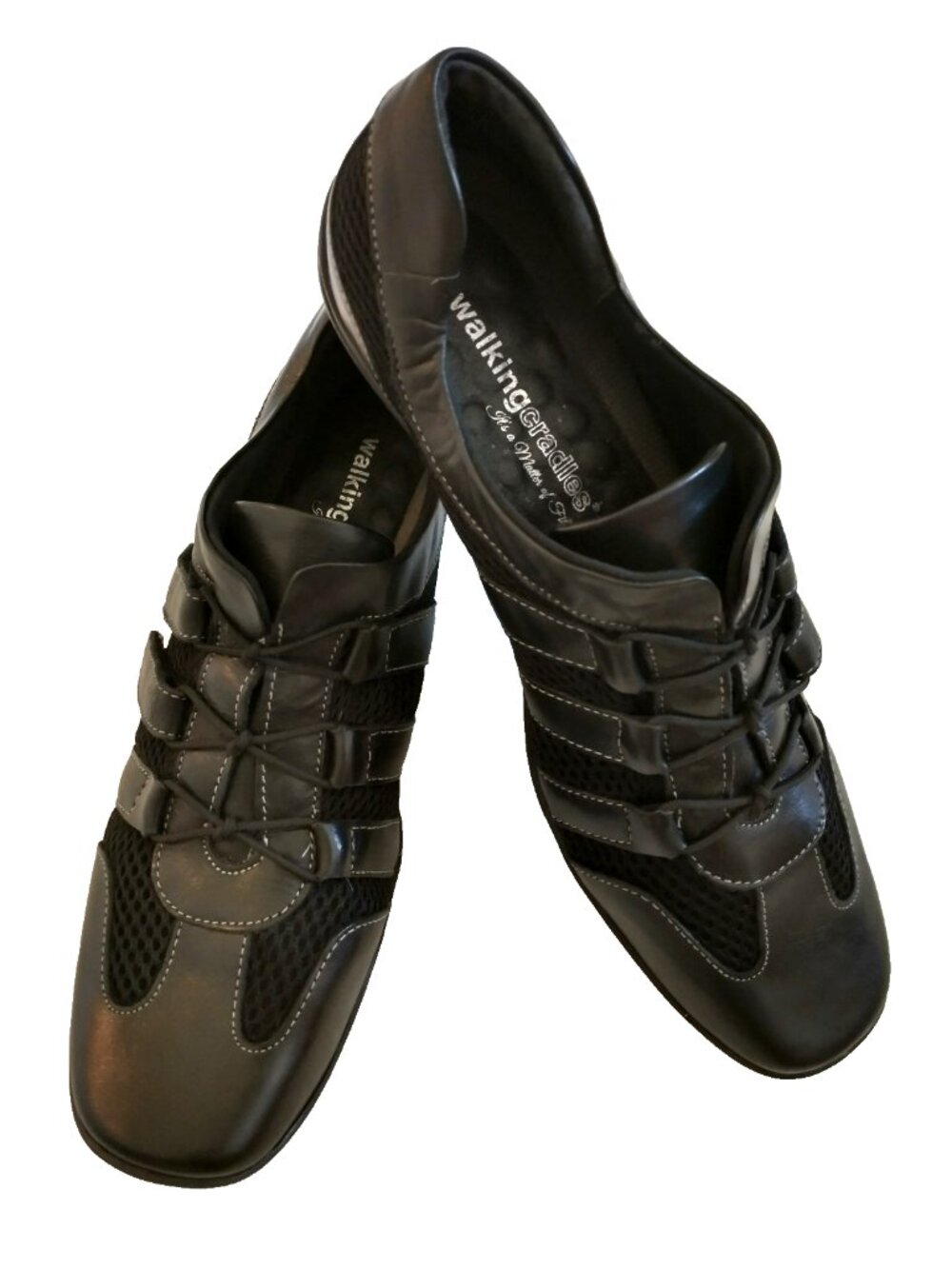 Walking Cradles Audio Comfort Walking Shoes Black Hook/Loop Closure - 9.5 Slim